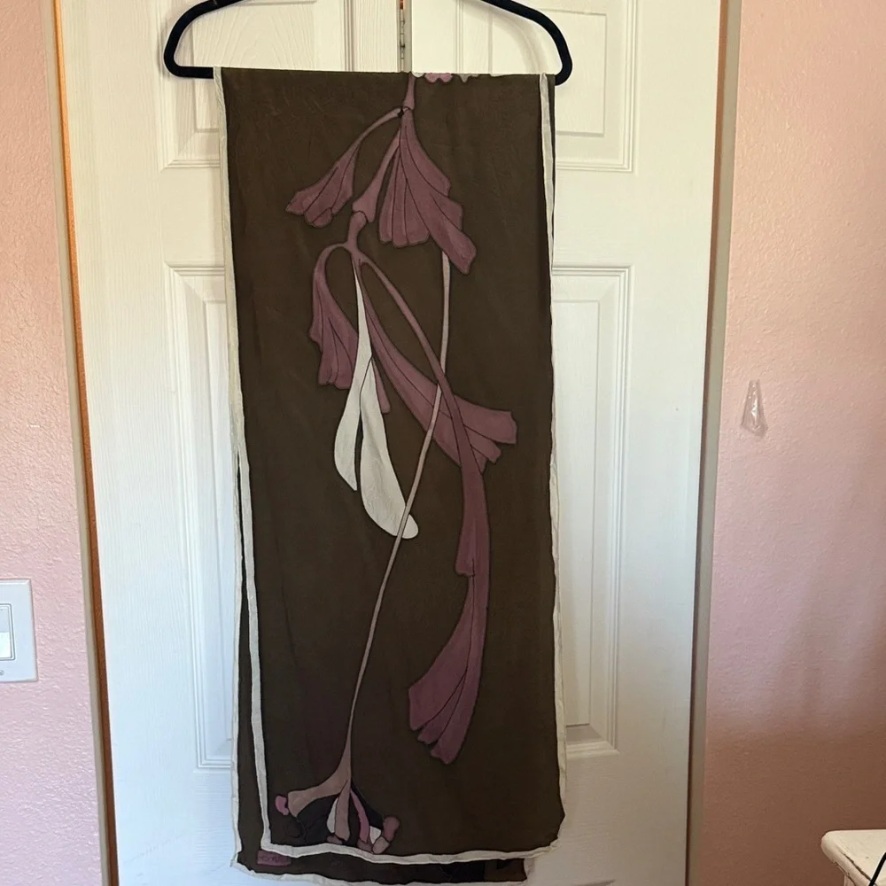 Durer Paris Floral Brown and Pink Scarf